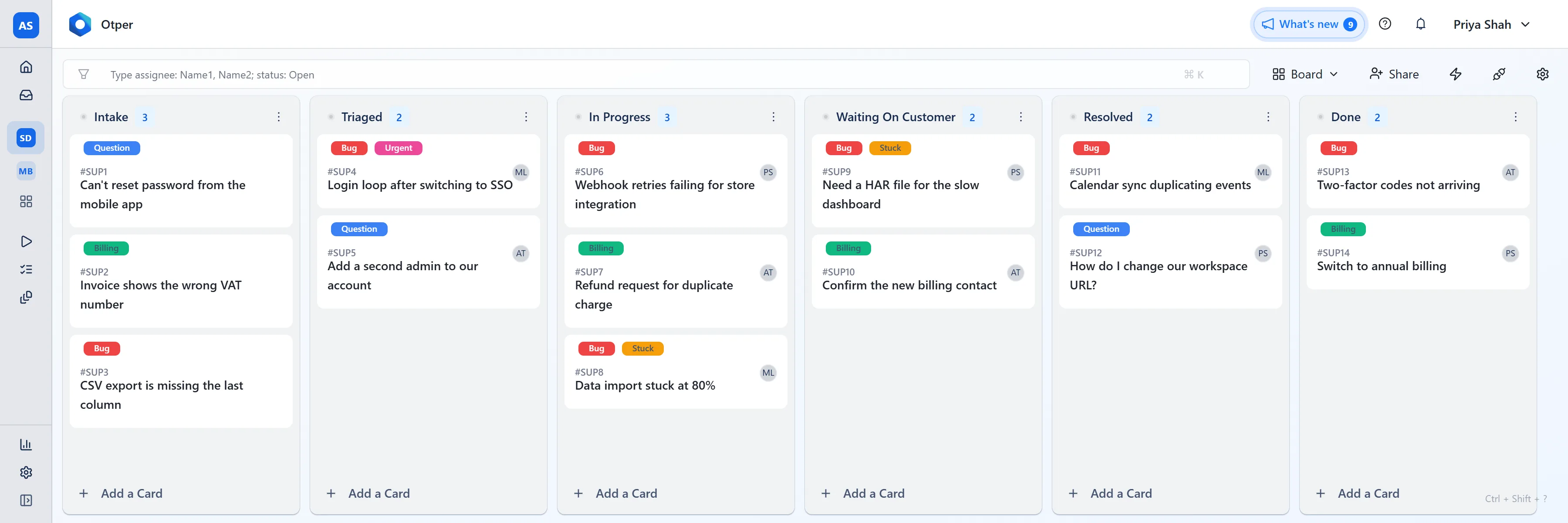 kanban board for service teams